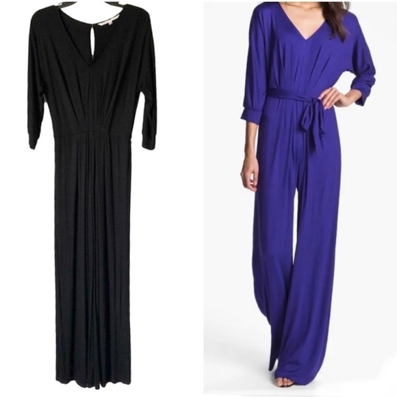 TRINA TURK Black Jersey Knit Wide Leg Jumpsuit Size 2 - Picture 1 of 8